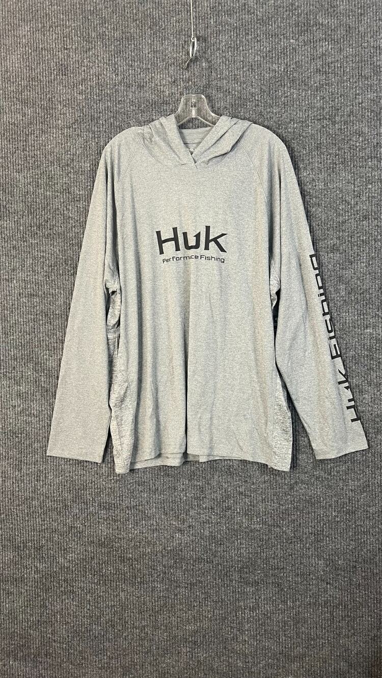 Huk Hoodie Mens XXL Gray Pursuit Long Sleeve Performance Angler Outdoor